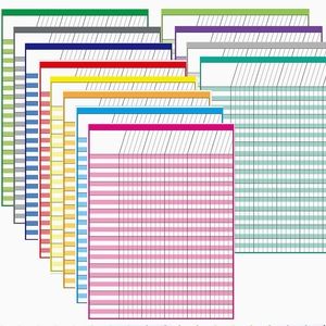 🎄NWT YOUNGEVER 12 PACK MULTI COLOR LAMINATED DRY ERASE INCENTIVE CHART 17x22